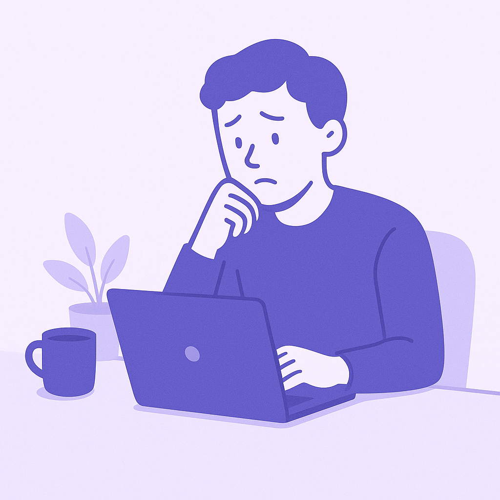 運営に悩むサイト運営者のイラスト